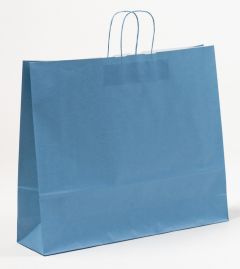 Papiertragetaschen mit gedrehter Papierkordel blau denim 54 x 14 x 45 cm, 125 Stück