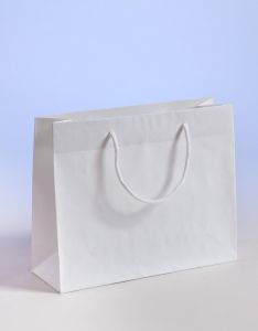 Papiertragetaschen mit Baumwollkordeln weiß 38 x 13 x 31 + 6 cm, 150 Stück