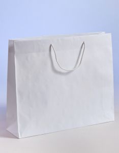 Papiertragetaschen mit Baumwollkordeln weiß 54 x 14 x 44,5 + 6 cm, 75 Stück