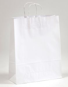 Papiertragetaschen mit gedrehter Papierkordel weiß 32 x 12 x 40 cm, 250 Stück