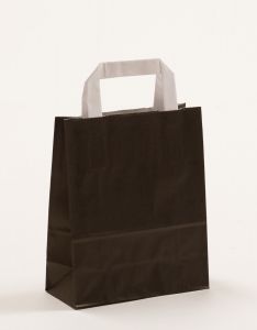 Papiertragetaschen mit Flachhenkel schwarz 18 x 8 x 22 cm, 100 Stück