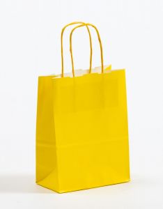 Papiertragetaschen mit gedrehter Papierkordel gelb 15 x 8 x 20 cm, 025 Stück
