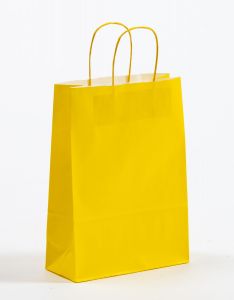 Papiertragetaschen mit gedrehter Papierkordel gelb 23 x 10 x 32 cm, 250 Stück