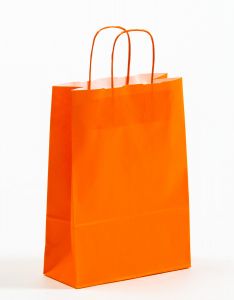 Papiertragetaschen mit gedrehter Papierkordel orange 23 x 10 x 32 cm, 250 Stück