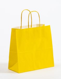 Papiertragetaschen mit gedrehter Papierkordel gelb 25 x 11 x 24 cm, 025 Stück