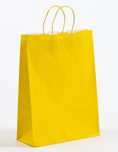 Papiertragetaschen mit gedrehter Papierkordel gelb 32 x 13 x 42,5 cm, 025 Stück