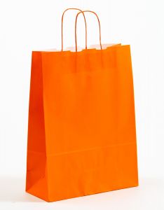 Papiertragetaschen mit gedrehter Papierkordel orange 32 x 13 x 42,5 cm, 150 Stück