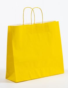 Papiertragetaschen mit gedrehter Papierkordel gelb 42 x 13 x 37 cm, 150 Stück