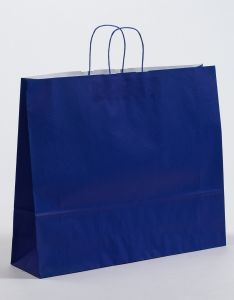 Papiertragetaschen mit gedrehter Papierkordel blau 54 x 14 x 45 cm, 125 Stück