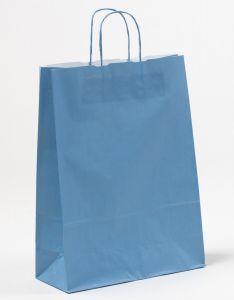 Papiertragetaschen mit gedrehter Papierkordel blau denim 32 x 13 x 42,5 cm, 250 Stück