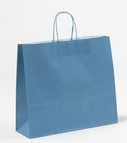 Papiertragetaschen mit gedrehter Papierkordel blau denim 42 x 13 x 37 cm, 150 Stück