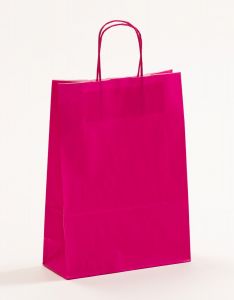 Papiertragetaschen mit gedrehter Papierkordel pink-magenta 23 x 10 x 32 cm, 250 Stück
