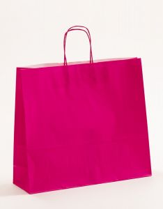 Papiertragetaschen mit gedrehter Papierkordel pink-magenta 42 x 13 x 37 cm, 150 Stück