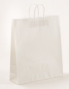 Papiertragetaschen mit gedrehter Papierkordel weiß 45 x 17 x 48 cm, 100 Stück