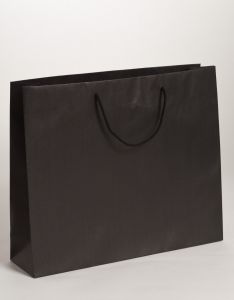 Papiertragetaschen ECO mit Baumwollkordeln schwarz 54 x 14 x 44,5 + 6 cm, 75 Stück