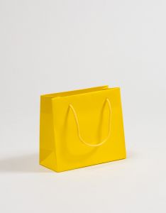Papiertragetaschen mit Baumwollkordeln gelb 23 x 10 x 20 + 5 cm, 050 Stück