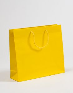 Papiertragetaschen mit Baumwollkordeln gelb 40 x 12 x 36 + 5 cm, 050 Stück