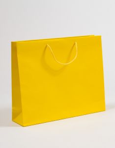 Papiertragetaschen mit Baumwollkordeln gelb 54 x 14 x 44 + 5 cm, 010 Stück