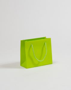 Papiertragetaschen mit Baumwollkordeln grün 23 x 10 x 20 + 5 cm, 010 Stück