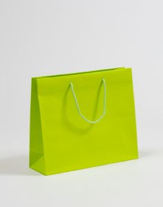 Papiertragetaschen mit Baumwollkordeln grün 36 x 12 x 31 + 5 cm, 010 Stück