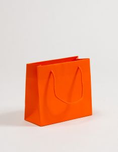 Papiertragetaschen mit Baumwollkordeln orange 23 x 10 x 20 + 5 cm, 025 Stück