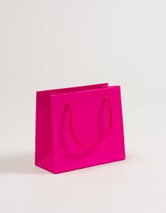 Papiertragetaschen mit Baumwollkordeln pink 23 x 10 x 20 + 5 cm, 010 Stück