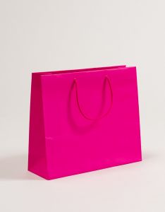 Papiertragetaschen mit Baumwollkordeln pink 36 x 12 x 31 + 5 cm, 050 Stück