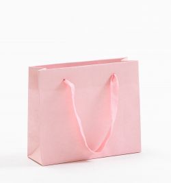 Papiertragetaschen Royal mit Stoffbändern rosa 24 x 8 x 20 + 5 cm, 010 Stück