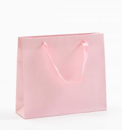 Papiertragetaschen Royal mit Stoffbändern rosa 32 x 10 x 27,5 + 5 cm, 010 Stück