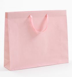 Papiertragetaschen Royal mit Stoffbändern rosa 54 x 14 x 44,5 + 6 cm, 010 Stück