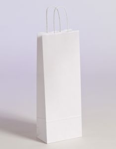 Flaschentaschen Papiertragetaschen mit gedrehter Papierkordel weiß 15 x 8 x 39,5 cm, 300 Stück