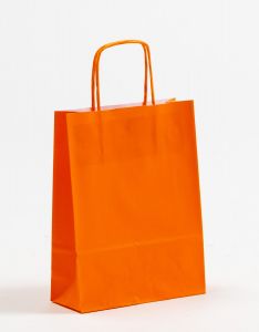 Papiertragetaschen mit gedrehter Papierkordel orange 18 x 7 x 24 cm, 250 Stück