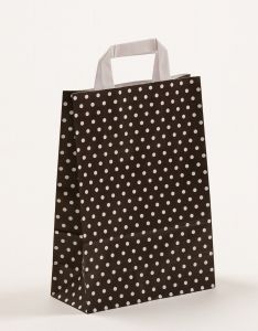 Papiertragetaschen mit Flachhenkel Punkte schwarz 22 x 10 x 31 cm, 100 Stück