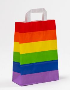 Papiertragetaschen mit Flachhenkel Regenbogen Pride 22 x 10 x 31 cm, 200 Stück