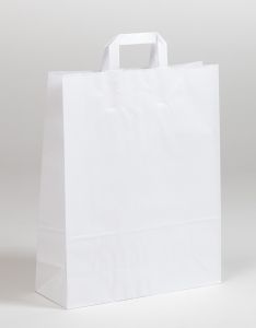 Papiertragetaschen mit Flachhenkel weiß 32 x 12 x 40 cm, 250 Stück