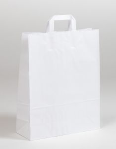 Papiertragetaschen mit Flachhenkel weiß 32 x 12 x 40 cm, 025 Stück