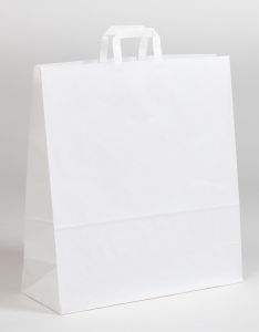 Papiertragetaschen mit Flachhenkel weiß 45 x 17 x 48 cm, 150 Stück