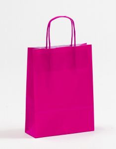 Papiertragetaschen mit gedrehter Papierkordel pink 18 x 7 x 24 cm, 050 Stück