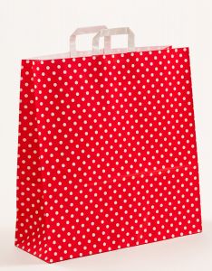 Papiertragetaschen mit Flachhenkel Punkte rot 45 x 17 x 47 cm, 150 Stück