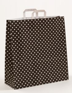 Papiertragetaschen mit Flachhenkel Punkte schwarz 45 x 17 x 47 cm, 100 Stück