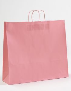 Papiertragetaschen mit gedrehter Papierkordel rosa rosé 54 x 15 x 49 cm, 150 Stück