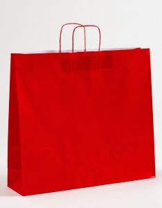 Papiertragetaschen mit gedrehter Papierkordel rot 54 x 15 x 49 cm, 025 Stück