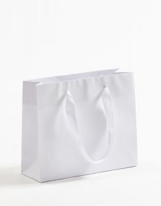 Papiertragetaschen Royal mit Stoffbändern weiß 24 x 8 x 20 + 5 cm, 200 Stück