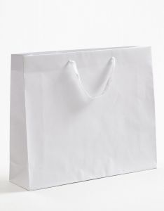 Papiertragetaschen Royal mit Stoffbändern weiß 54 x 14 x 44,5 + 6 cm, 010 Stück