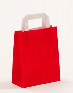Papiertragetaschen mit Flachhenkel rot 18 x 8 x 22 cm, 250 Stück