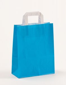 Papiertragetaschen mit Flachhenkel blau 22 x 10 x 28 cm, 050 Stück