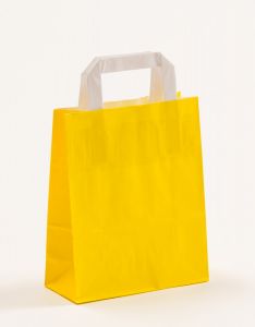 Papiertragetaschen mit Flachhenkel gelb 18 x 8 x 22 cm, 250 Stück