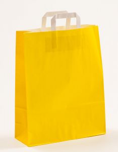 Papiertragetaschen mit Flachhenkel gelb 32 x 12 x 40 cm, 025 Stück
