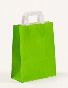 Papiertragetaschen mit Flachhenkel grün 22 x 10 x 28 cm, 050 Stück