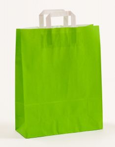 Papiertragetaschen mit Flachhenkel grün 32 x 12 x 40 cm, 200 Stück